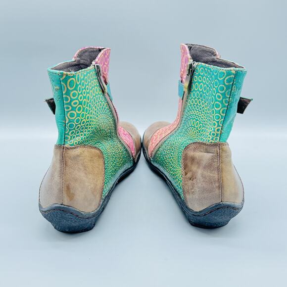 Spring Step L'Artiste Boots Women 9 Multicolor Leather Colorblock Ankle Q Indigo - Picture 8 of 13